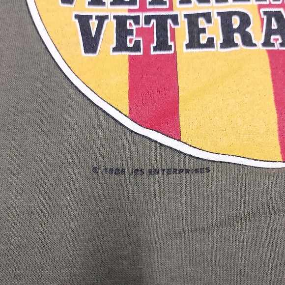 Vtg 1986 Vietnam Veteran Single Stitch Olive Green T-Shirt Size Large USA Made - Picture 6 of 11